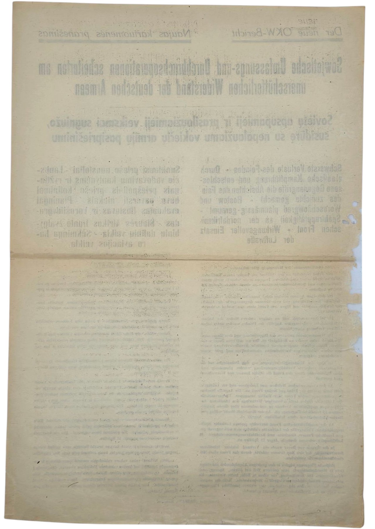 Original WW2 German Lithuanian Poster - OKW-Bericht 15 February (1943) — image 2