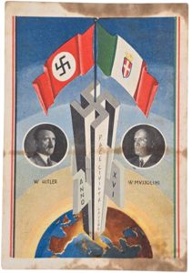 Original WW2 Italian Postcard - Hitler, Mussolini, ''Pace Civilta Lavoro'' …