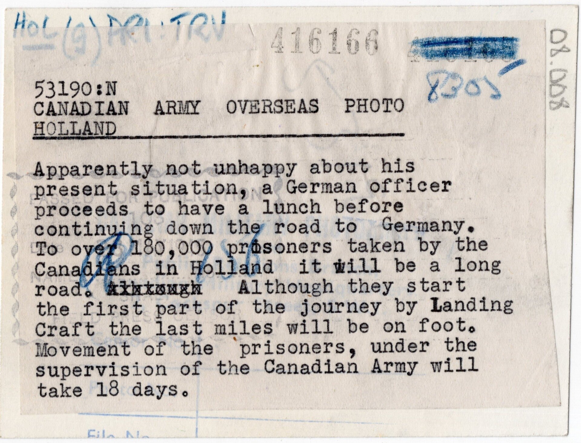 Original WW2 Canadian Press Photo - German POW zollgrenzschutz soldier in Holland (1945) — image 2