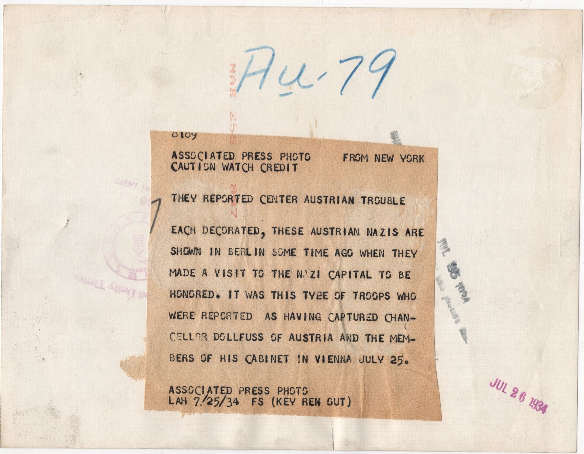 Original WW2 British Press Photo - Austrian NSDAP SA soldiers (1934) — image 2