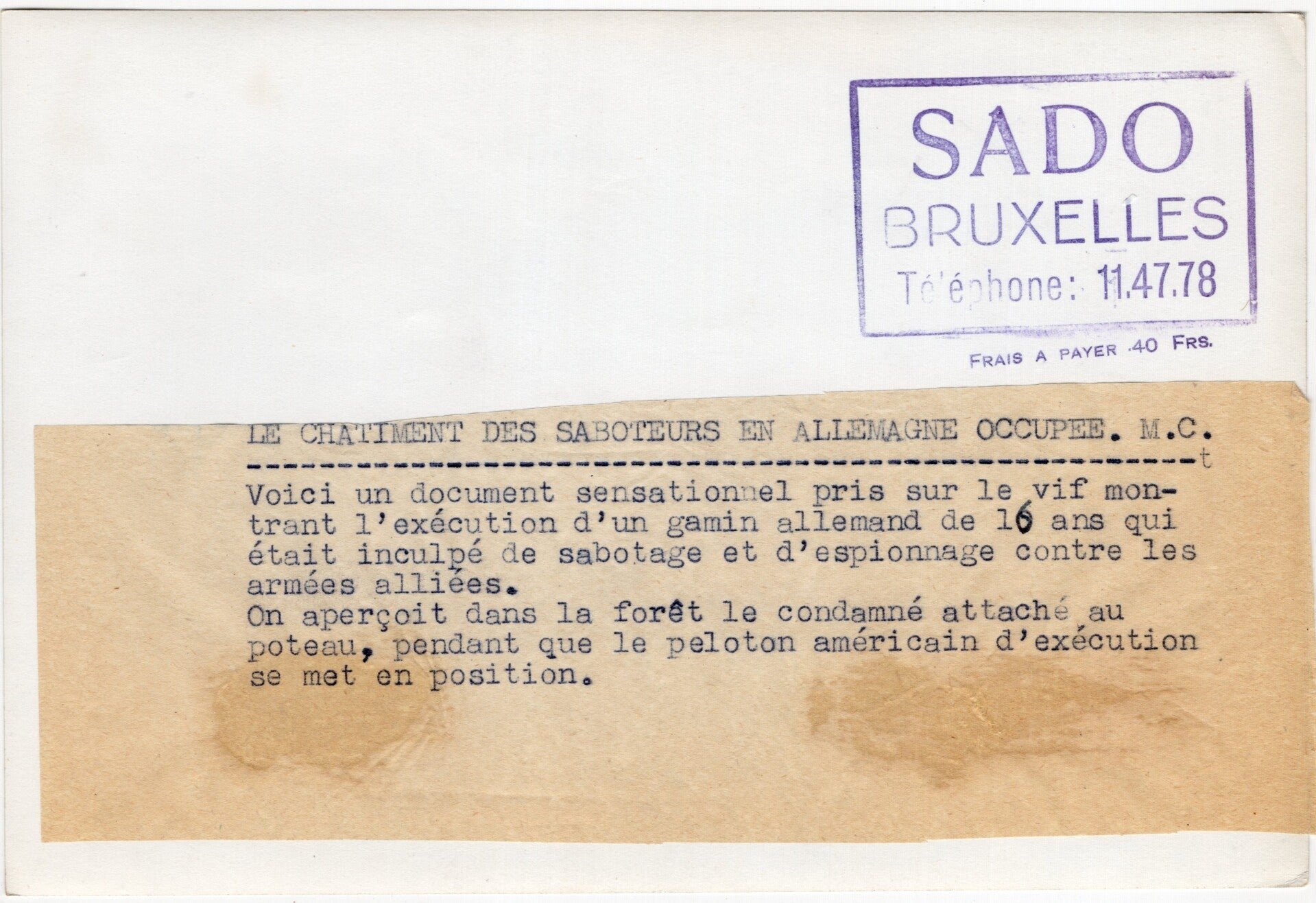 Original WW2 French Press Photo - Execution of the nazi child spy Heinz Petry, Braunschweig (1945) — image 2