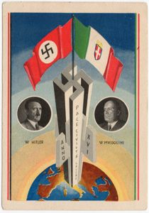 Original WW2 Italian Postcard - Hitler, Mussolini, ''Pace Civilta Lavoro'' …