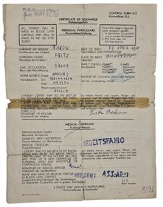 Original WW2 German Document - POW Certificate of discharge Bodenhagen, …