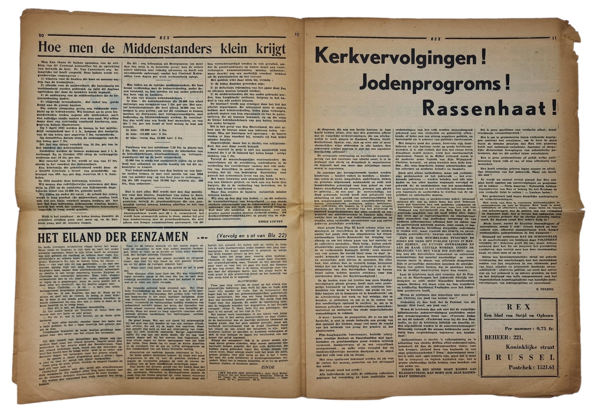 Original WW2 Flemish Collaboration REX Newspaper - REX voor Vlaanderen 2nd Year No. 11 (1936) — image 3