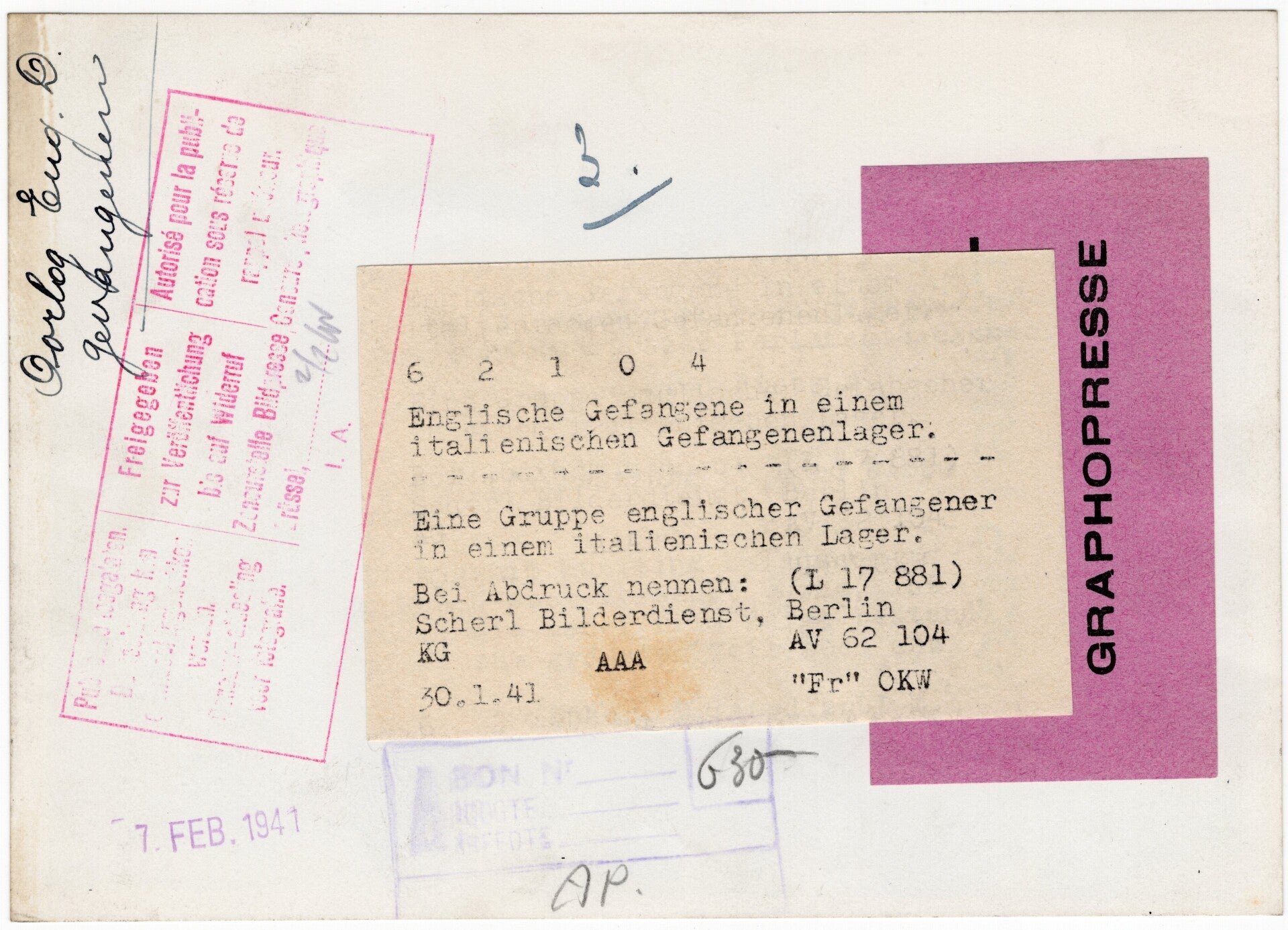 Original WW2 German Press Photo - Captured British POW RAF pilots in Italy (1941) — image 2