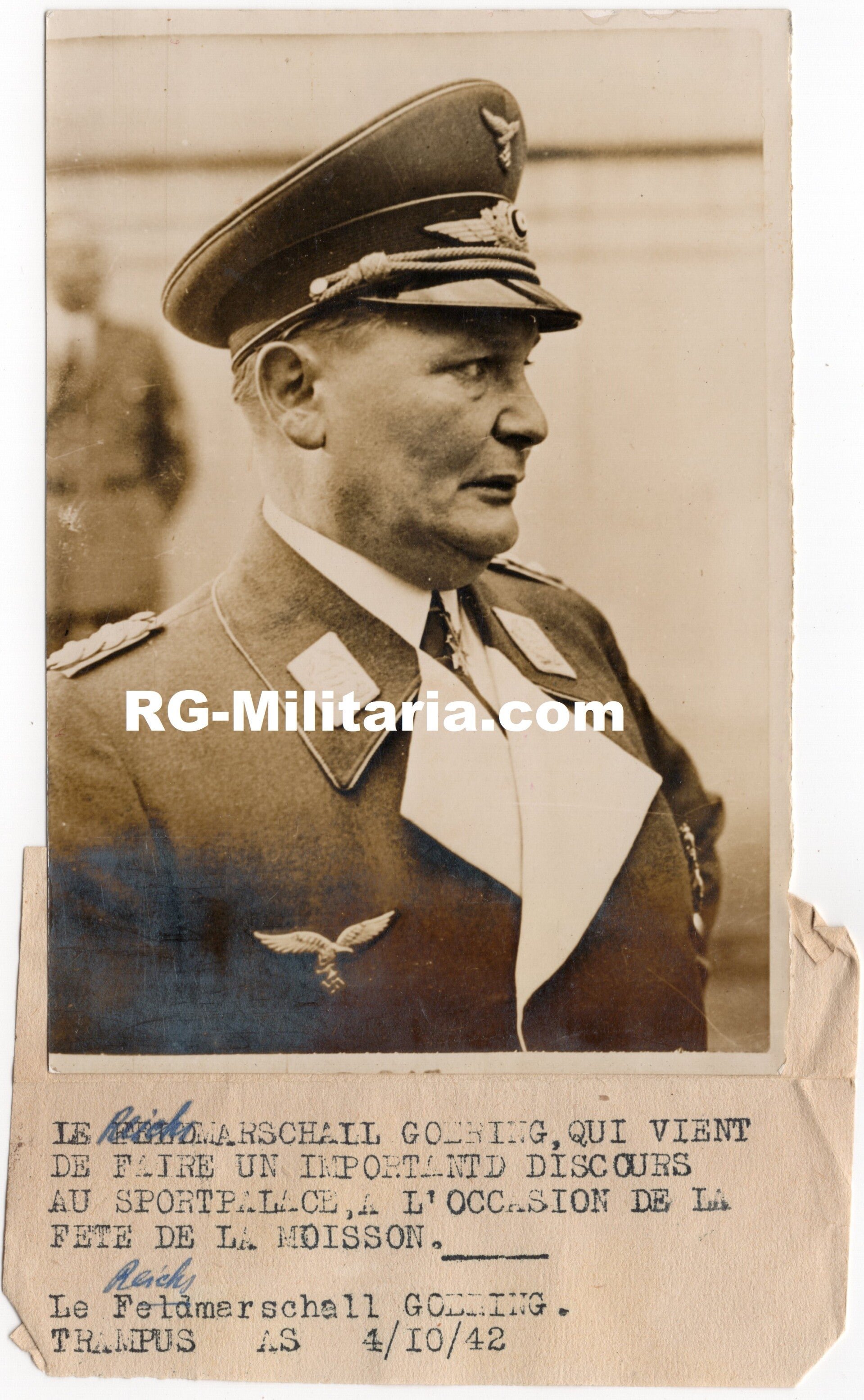 Original WW2 French Press Photo - Luftwaffe Reichsmarschall Hermann Göring portrait (1942) — image 2