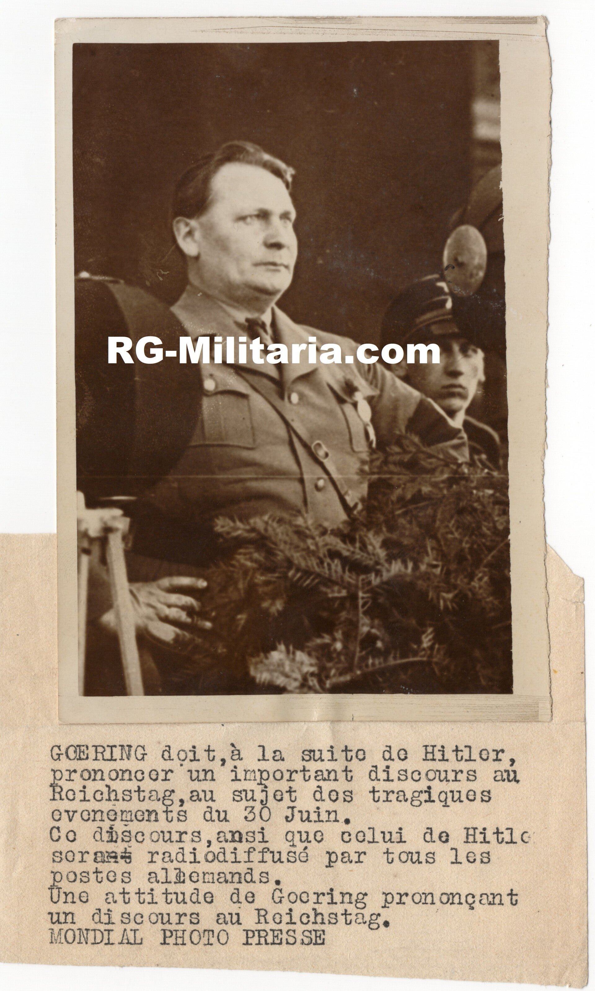 Original WW2 French Press Photo - Luftwaffe Reichsmarschall Hermann Göring portrait — image 2