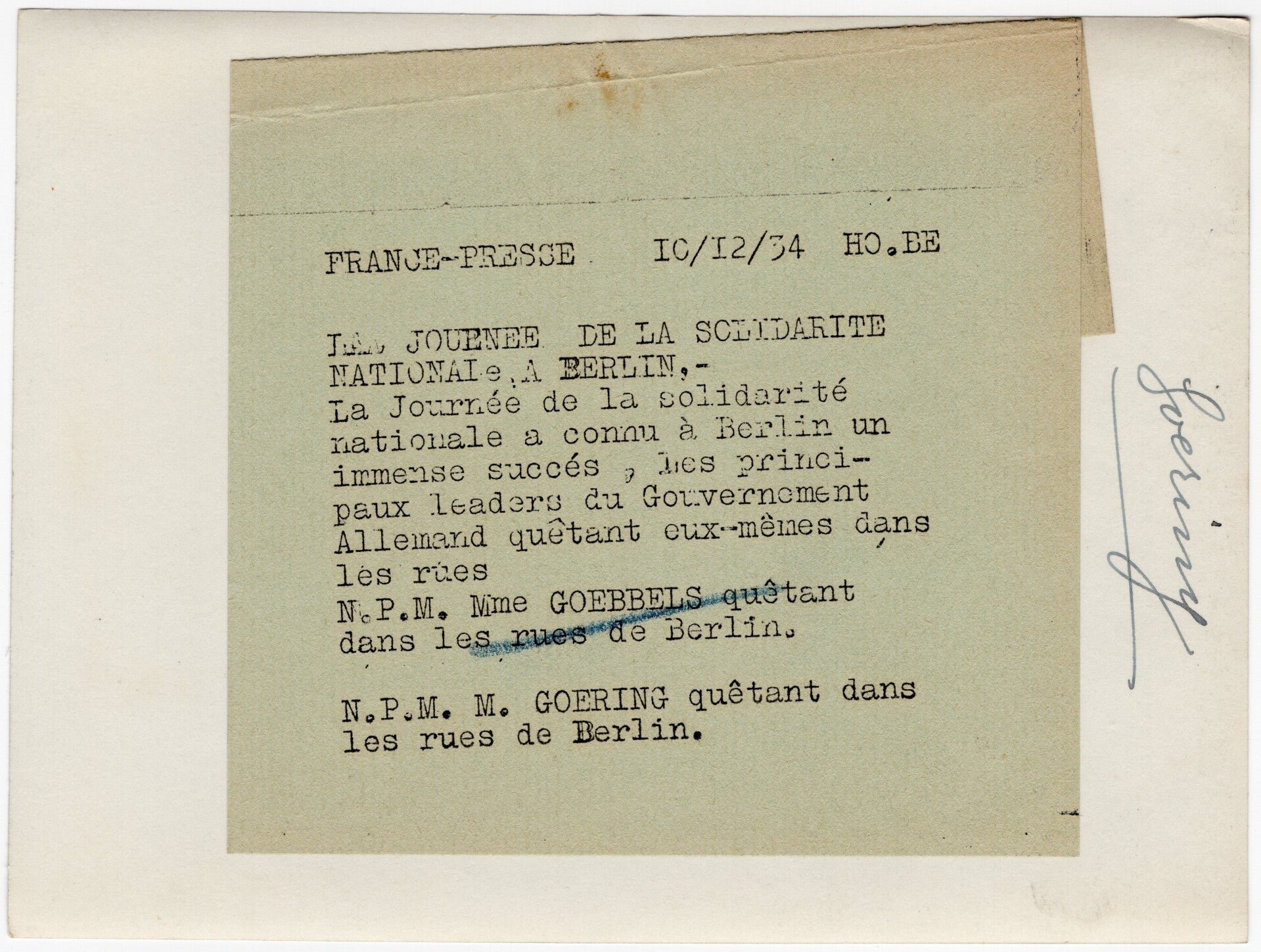 Original WW2 French Press Photo - Reichsmarschall Hermann Göring in Berlin (1934) — image 2