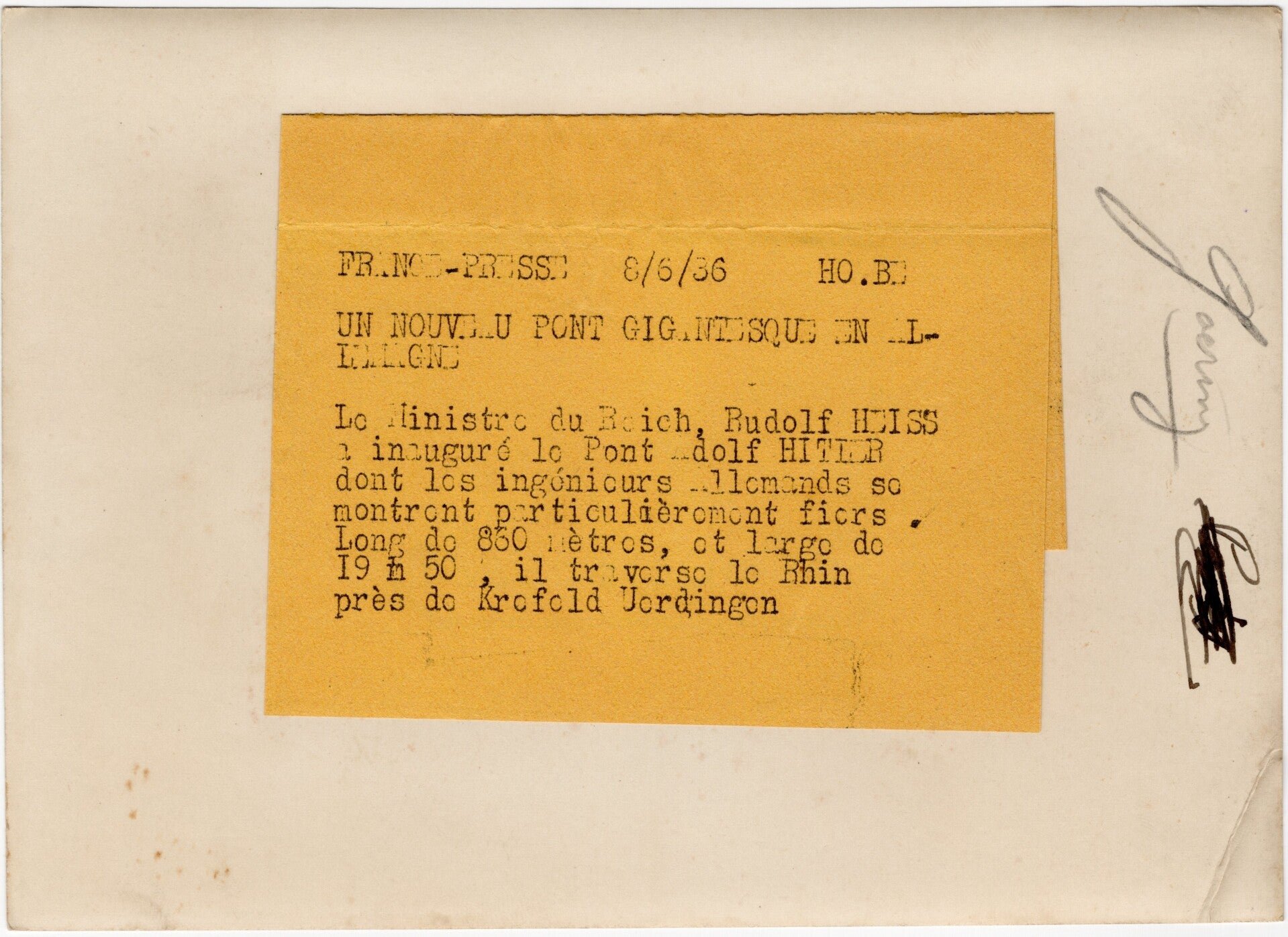 Original WW2 French Press Photo - Rudolf Hess in his car (1936) — image 2