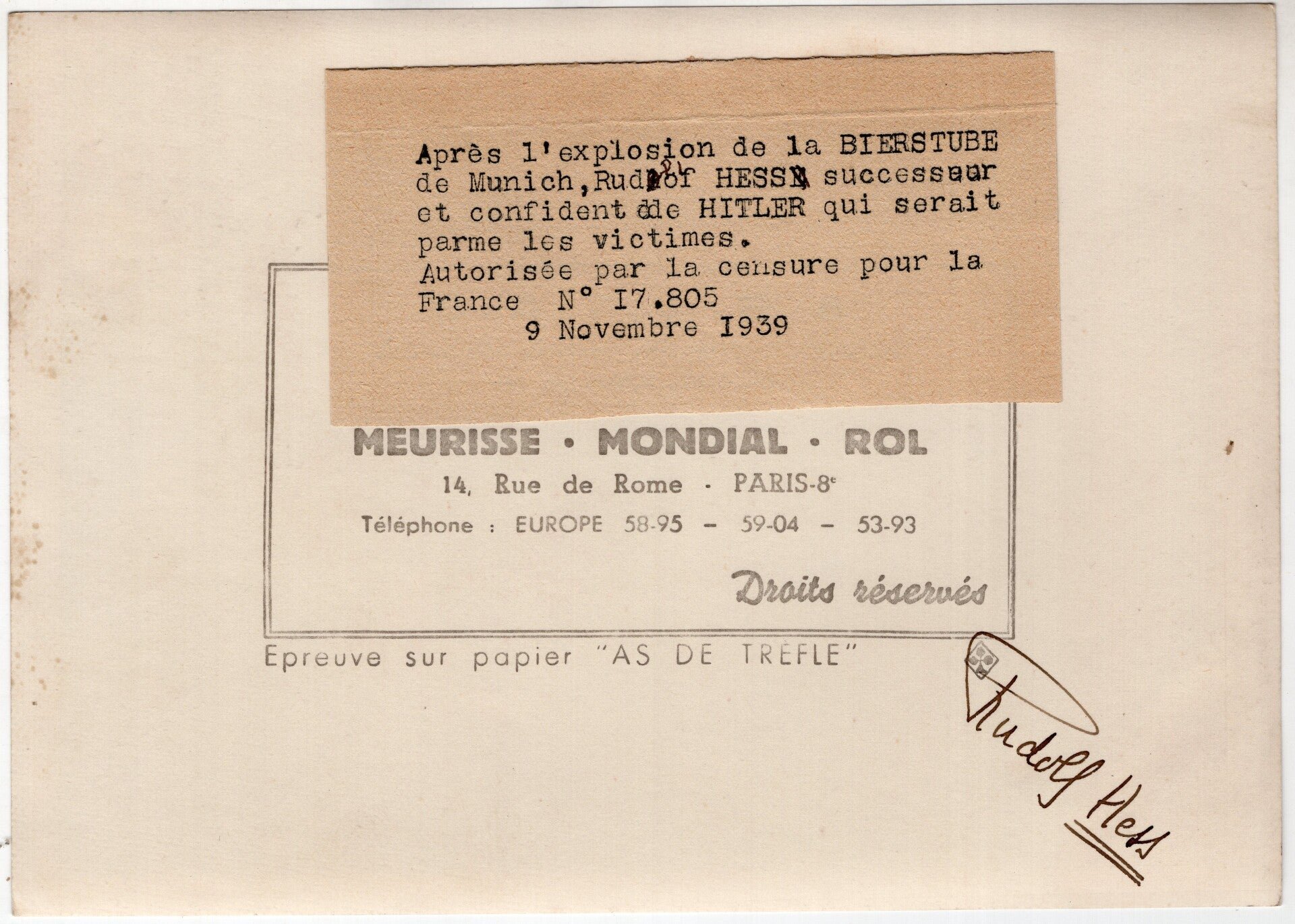 Original WW2 French Press Photo - Rudolf Hess speeching (1939) — image 2