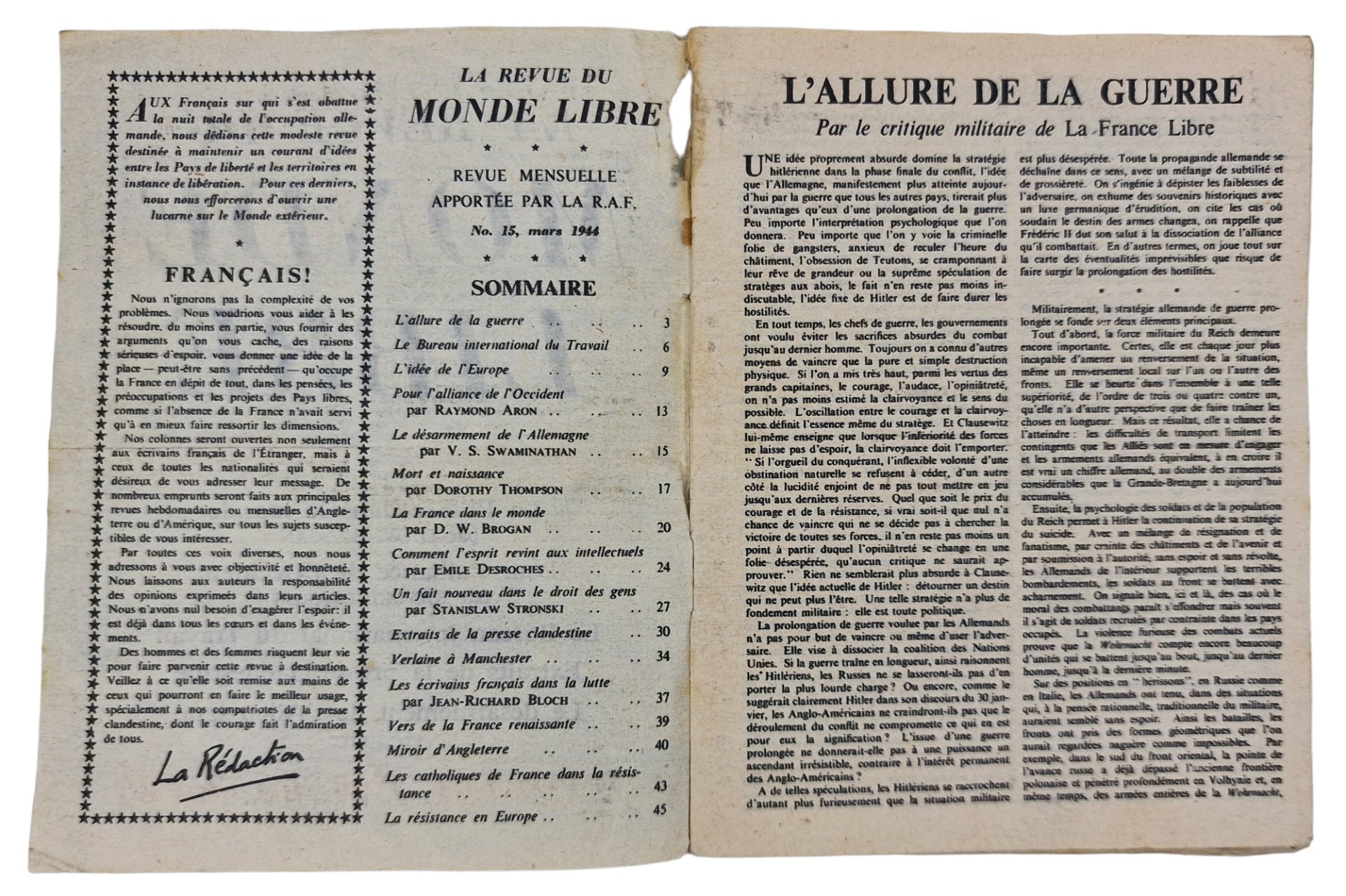 Original WW2 French Leaflet - F 41 La revue du Monde Libre No. 15 (1944) — image 2