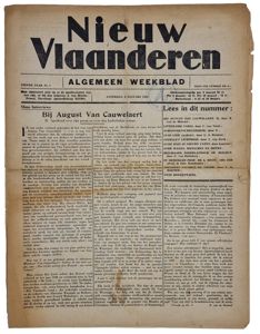 Original WW2 Flemish Newspaper - Nieuw Vlaanderen, stamped Paris (1944)