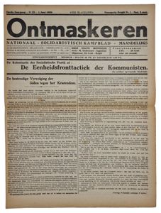 Original WW2 Flemish Newspaper - Ontmaskeren, Nationaal Solidaristisch Kampblad, Het …