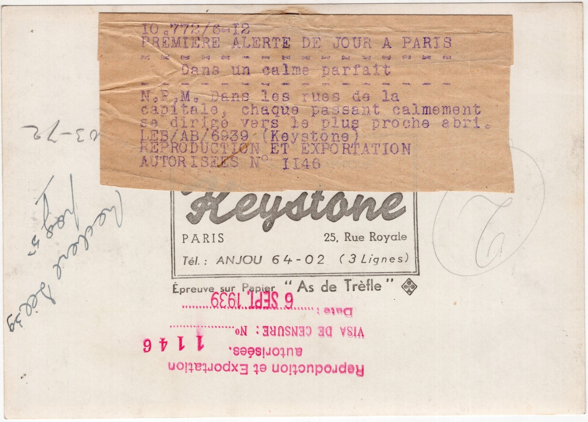 Original WW2 French Press Photo - French Air Defence on alert, Paris (1939) — image 2