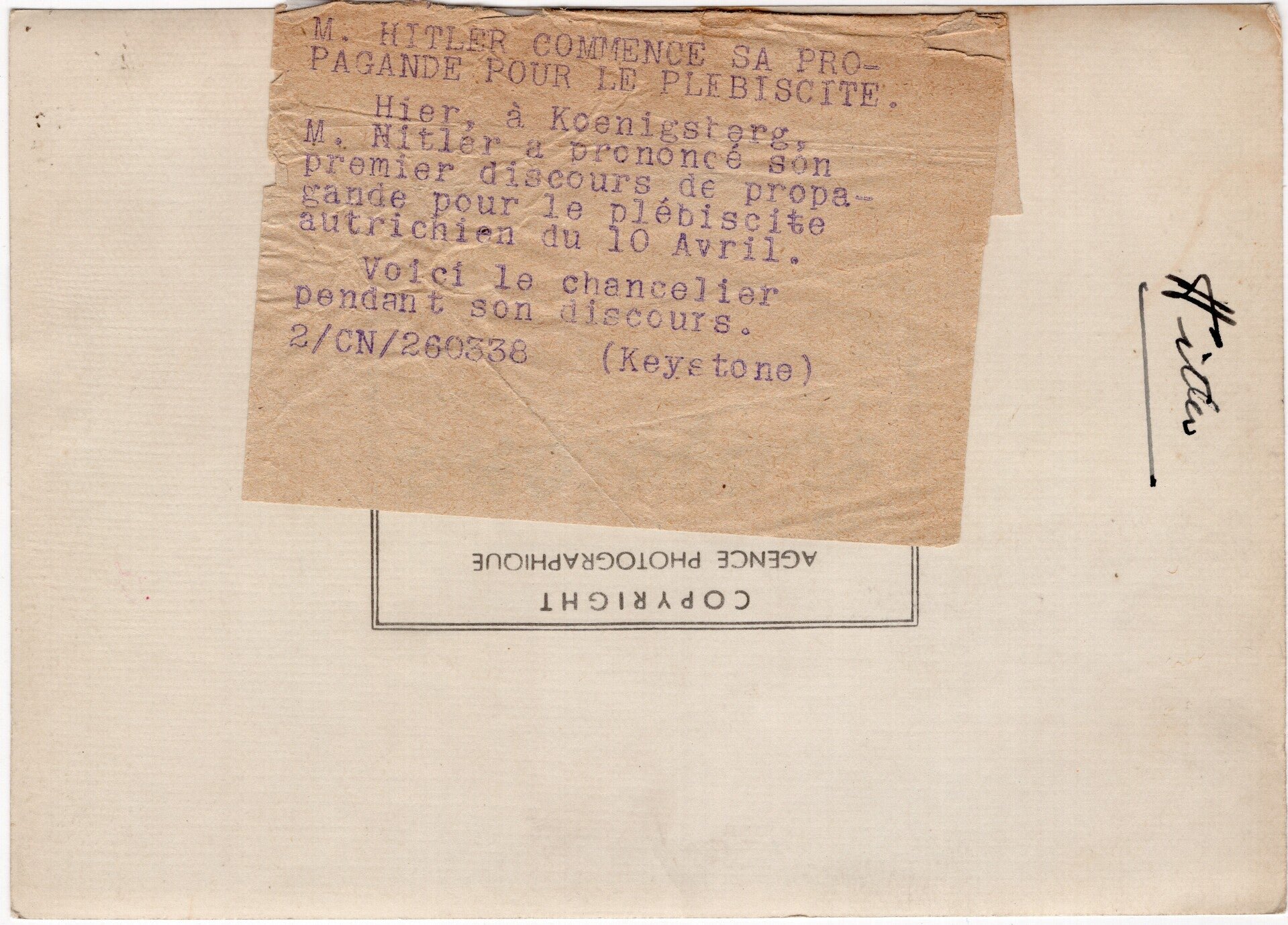 Original WW2 French Press Photo - Adolf Hitler speech in Köningsberg, Prussia (1930) — image 2