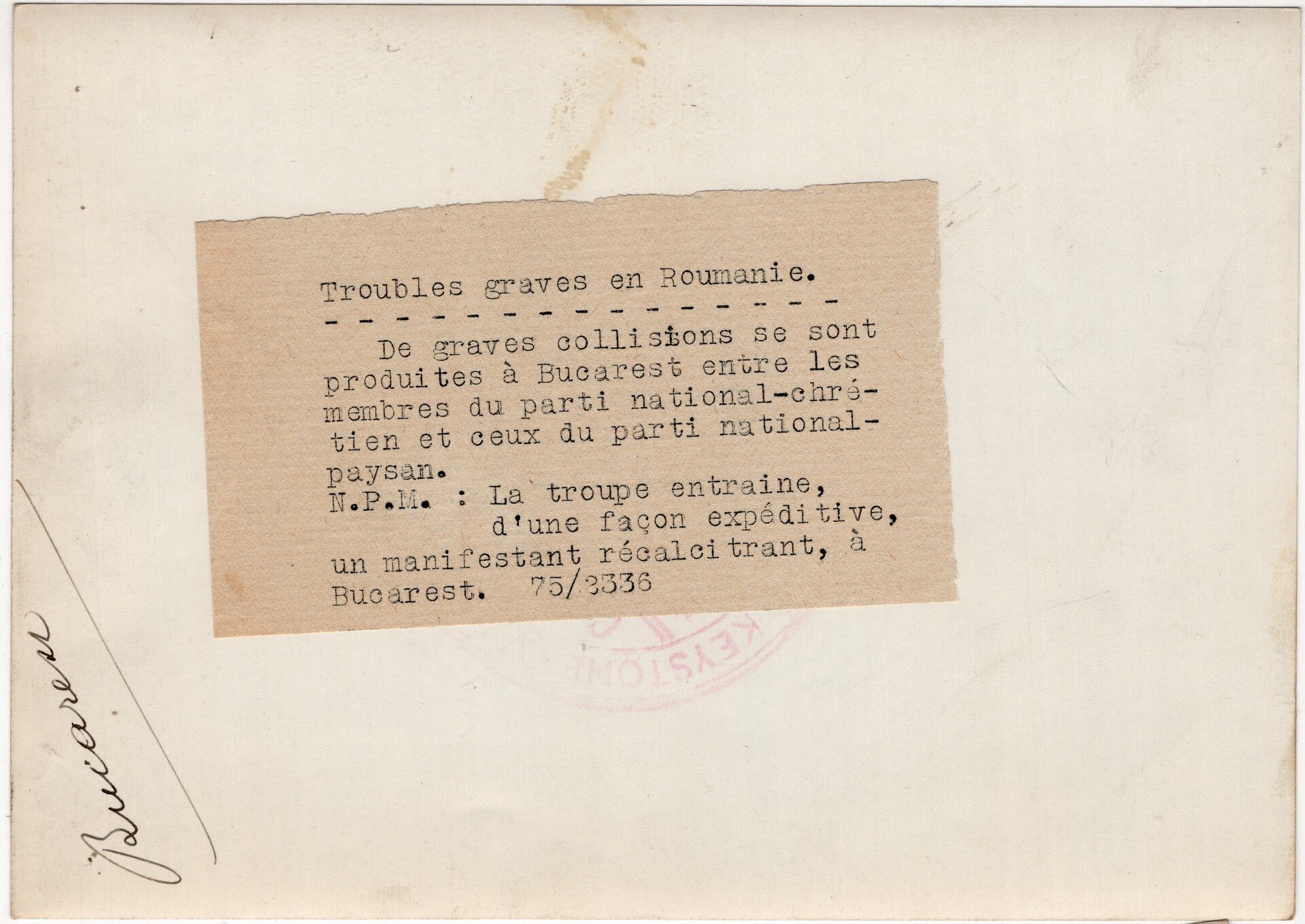 Original WW2 French Press Photo - Arrests during protests, Bucharest, Romania — image 2