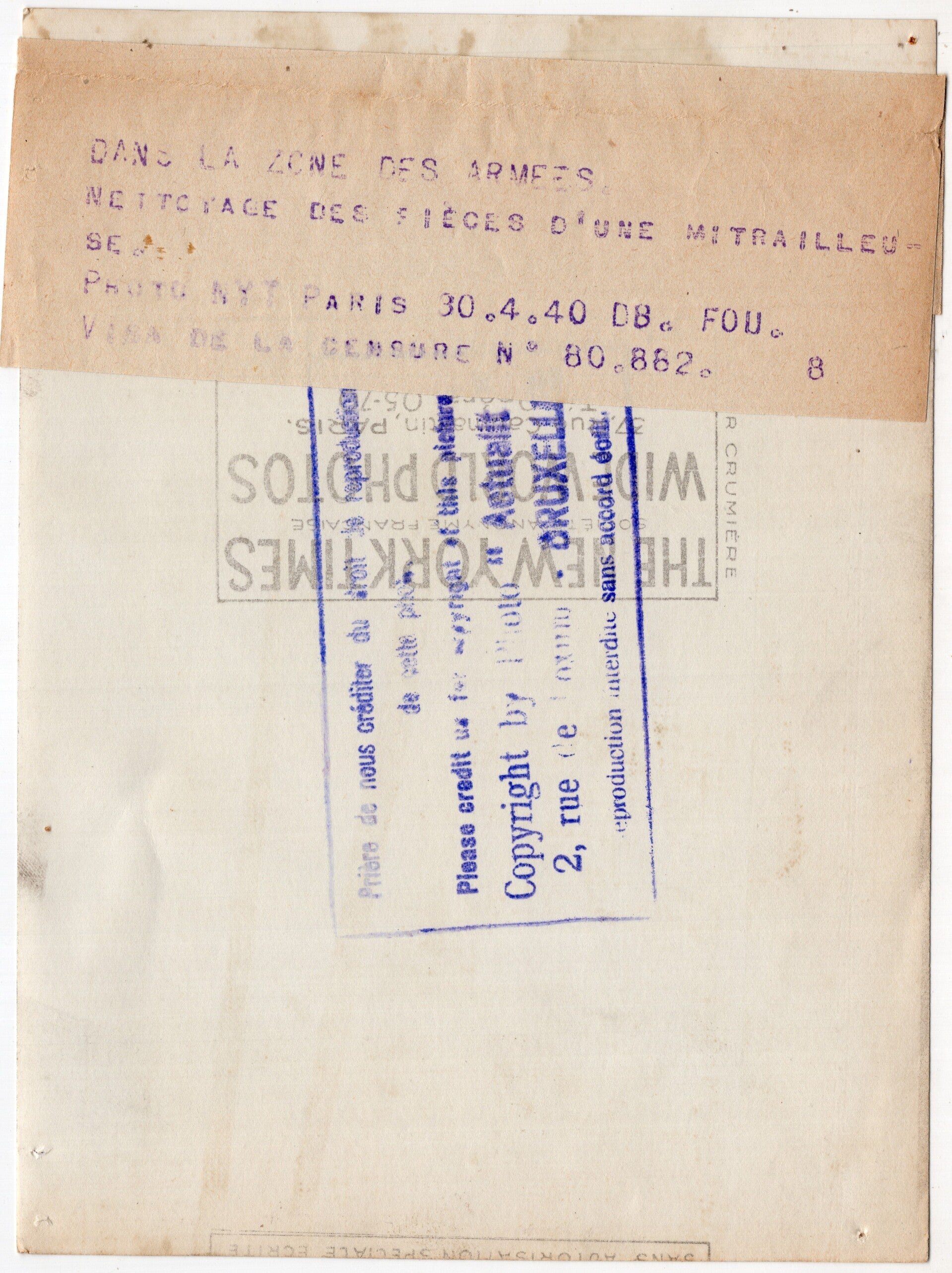 Original WW2 French Press Photo - French soldiers with machine gun (1940) — image 2