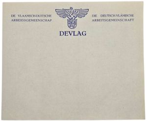 Original WW2 Flemish Collaboration Document - Devlag Vlaamsch-Duitsche Arbeidersgemeenschap writing …