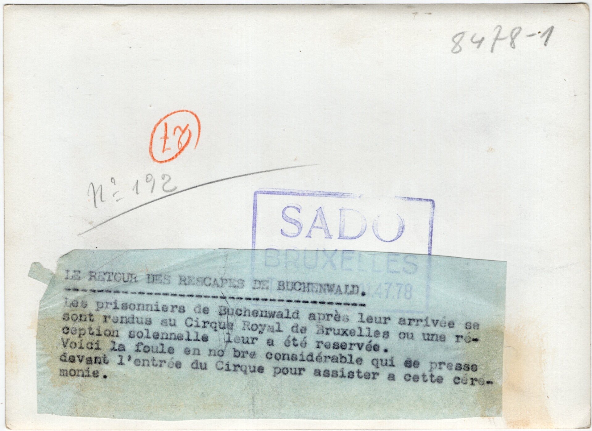 Original WW2 French Press Photo - Survivors of the Buchenwald Concentration camp arrive in Brussels, Belgium (1945) — image 2