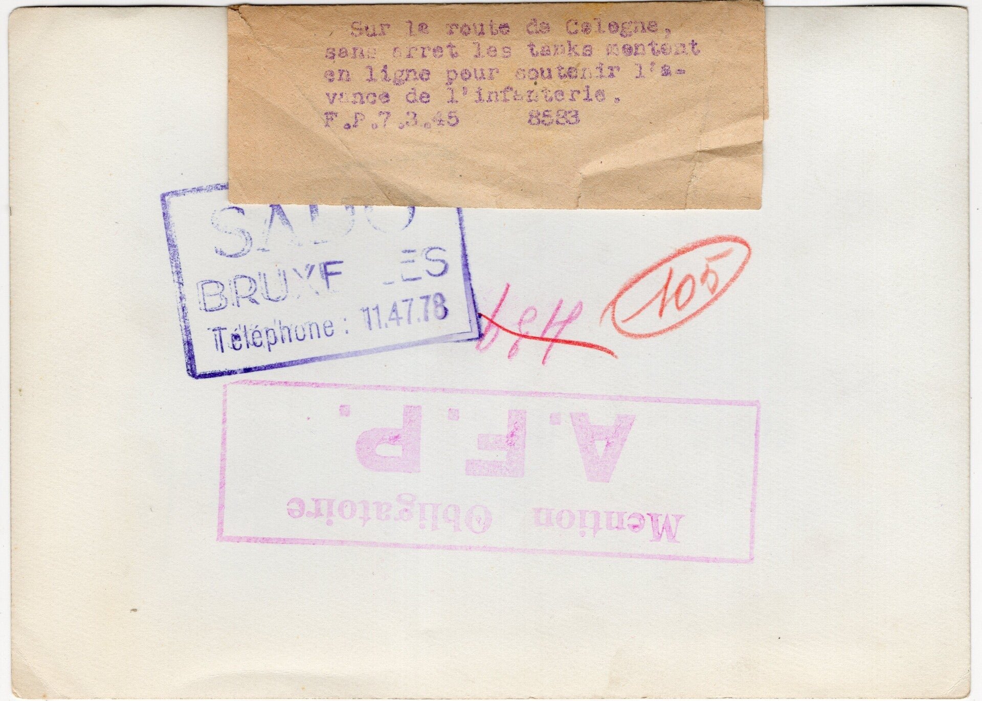 Original WW2 French Press Photo - M7 Priest tank at Cologne, Germany (1945) — image 2