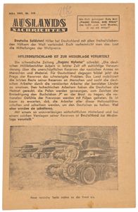 Original WW2 Russian Leaflet - 1010 'Auslands Nachrichten Nr. 118' …