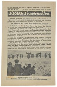 Original WW2 Russian Leaflet - 1012 'Front Nachrichten Nr. 123' …
