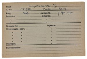 Original WW2 Allied Document - Registration card Dutch interpreter in …