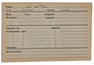 Original WW2 Allied Document - Registration card Dutch interpreter in …