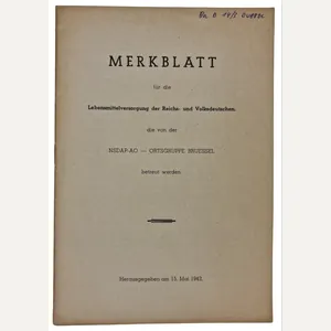Original WW2 Belgian Brochure - Merkblatt fur die Lebensmittelversorgung der …