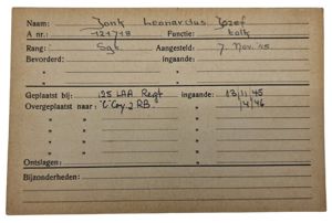Original WW2 Allied Document - Registration card Dutch interpreter in …