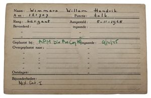 Original WW2 Allied Document - Registration card Dutch interpreter in …