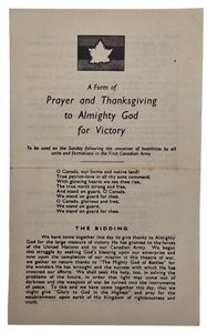 Original WW2 Canadian Document - Prayer and Thanksgiving flyer 1st …