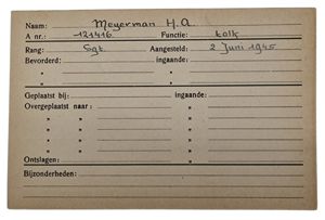 Original WW2 Allied Document - Registration card Dutch interpreter in …