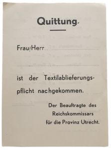 Document - Unused Quittung for clothes, Utrecht