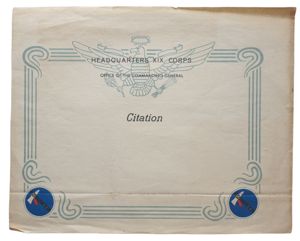 Document - postwar Headquaters XIX Corps Citation, unused