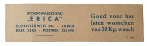 Document - coupon ''Stoomwasscherij Erica'' Laren Gld.