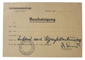 Unused Ortskrankentube Utrecht bescheinigung