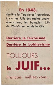 Original WW2 Antisemitic French Document - ''Terrorisme Juif'' (1943)