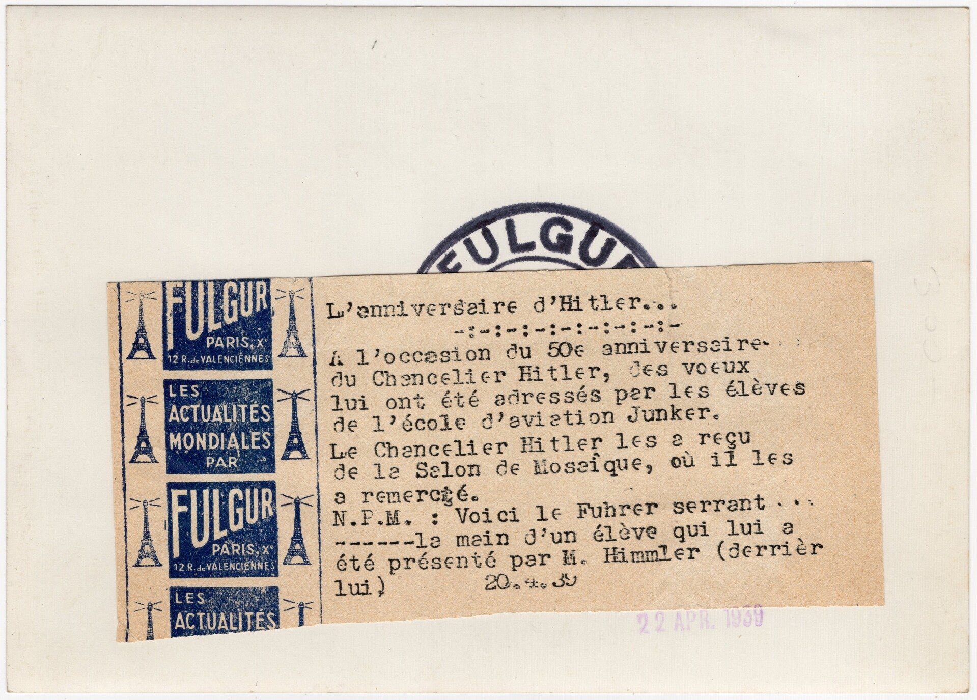 Original WW2 French Press Photo - Adolf Hitler and Heinrich Himmler inspecting the Allgemeine SS (1939) — image 2