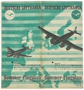 Original WW2 German Document - Deutsche Lufthansa Sommerflugplan 19 April …