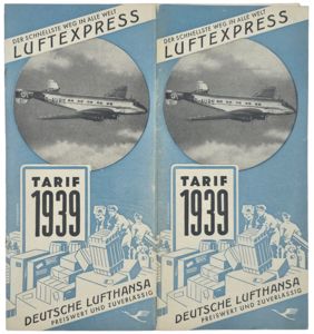 Original WW2 German Document - Deutsche Lufthansa Luftexpress Tarif (1939)