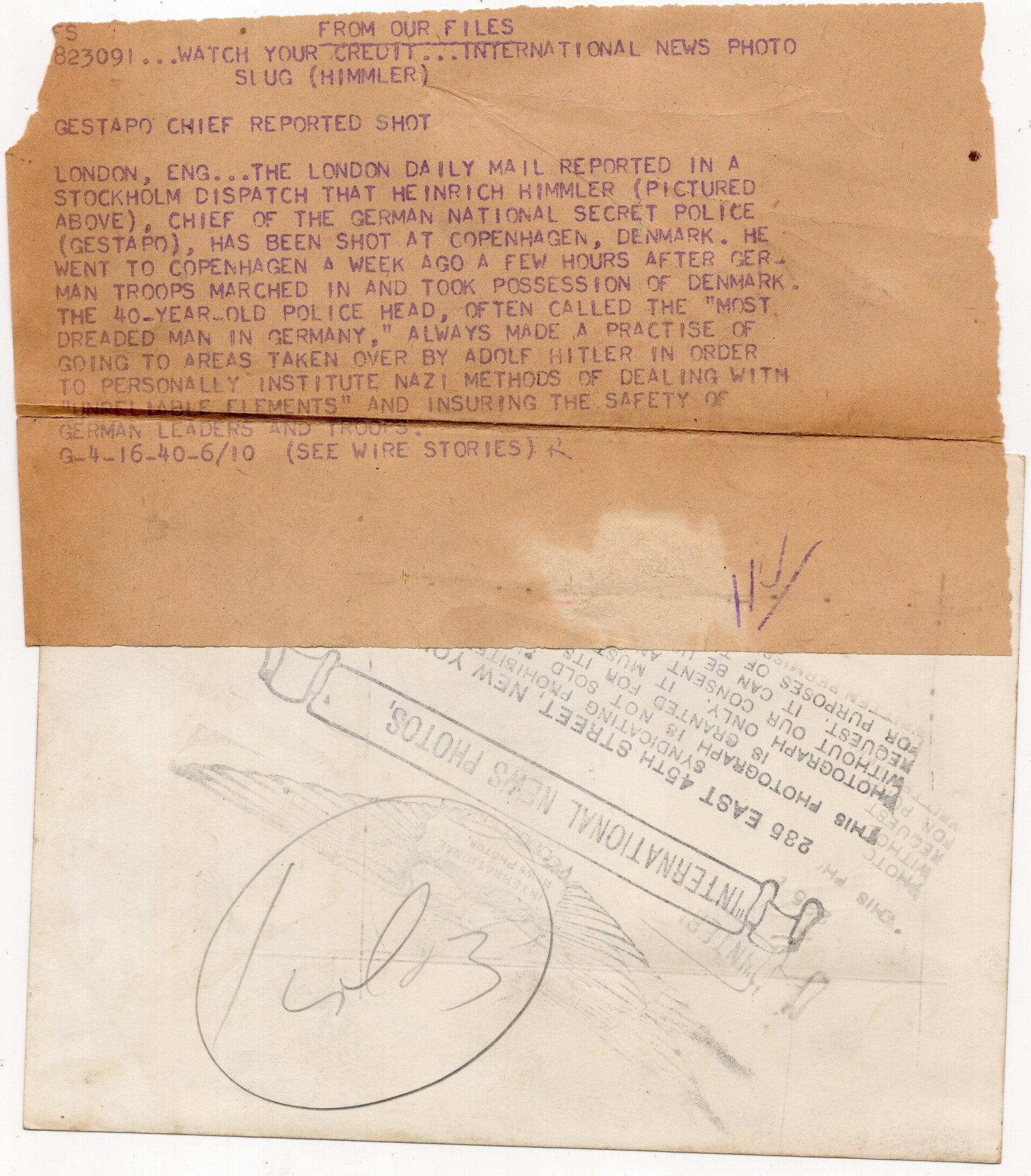 Original WW2 US Press Photo - Reichsführer SS Heinrich Himmler (1940) — image 2