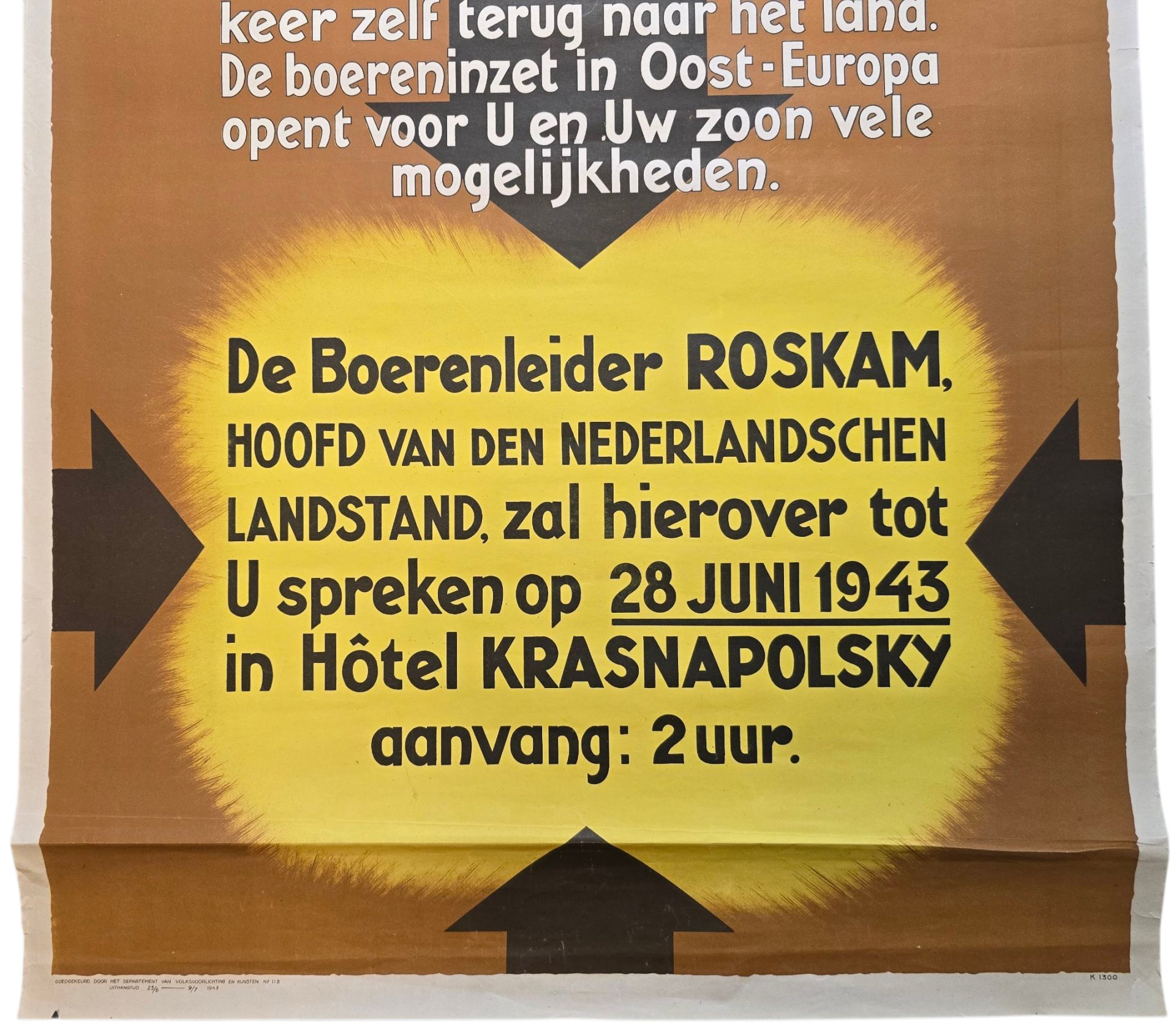 Original WW2 Dutch Collaboration NOC Poster - Nederlandsche Oost Compagnie, Roskam Krasnapolsky, Amsterdam (1943) — image 3