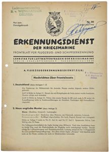 Original WW2 German Kriegsmarine Document - Erkennungsdienst der Kriegsmarine Nr. …
