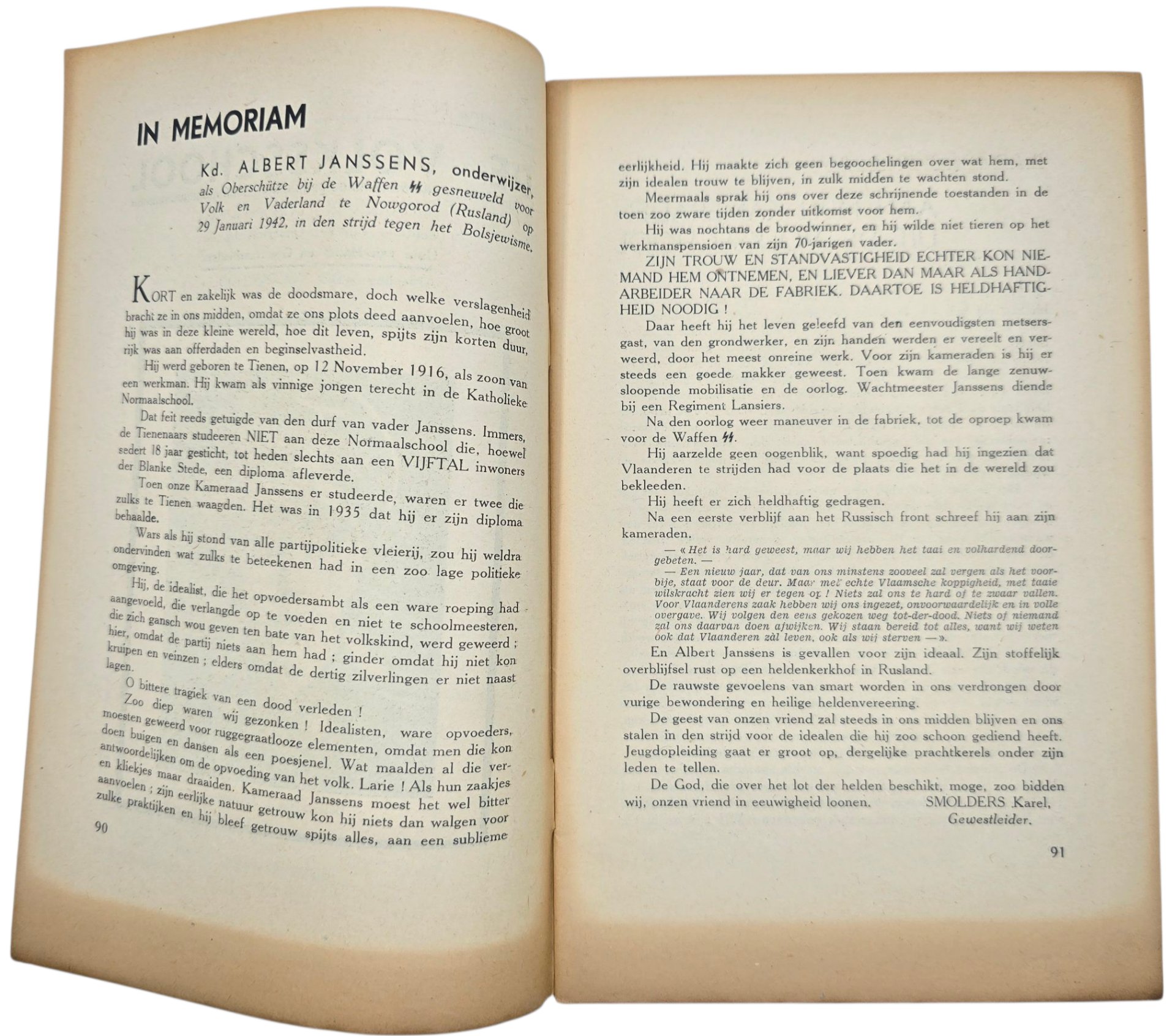 Original WW2 Flemish Collaboration Magazine - De Volksschool Jeugdopleiding 1st year No. 5, July, Waffen SS Death Albert Janssens (1942) — image 3