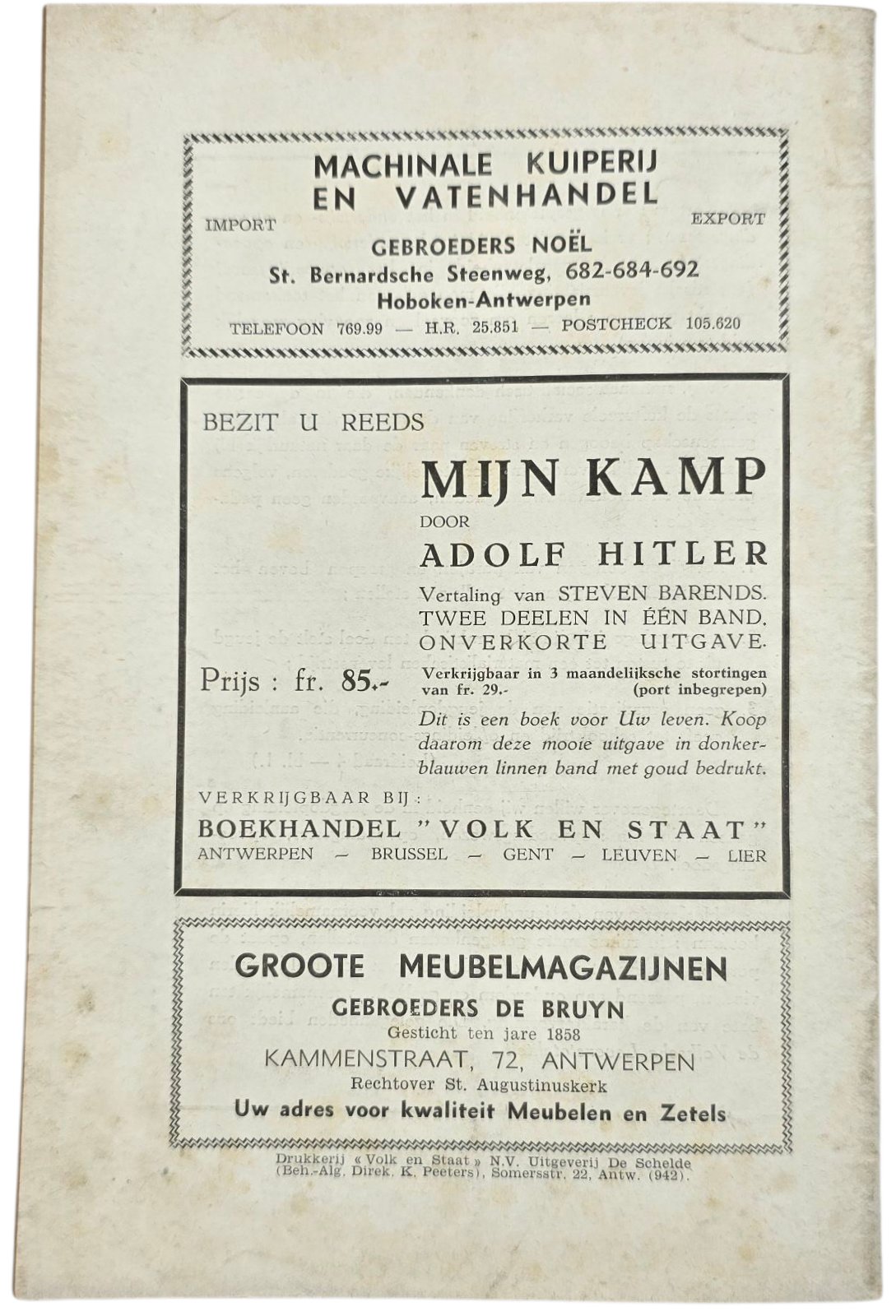 Original WW2 Flemish Collaboration Magazine - De Volksschool Jeugdopleiding 1st year No. 5, July, Waffen SS Death Kamiel De Wilde (1942) — image 4