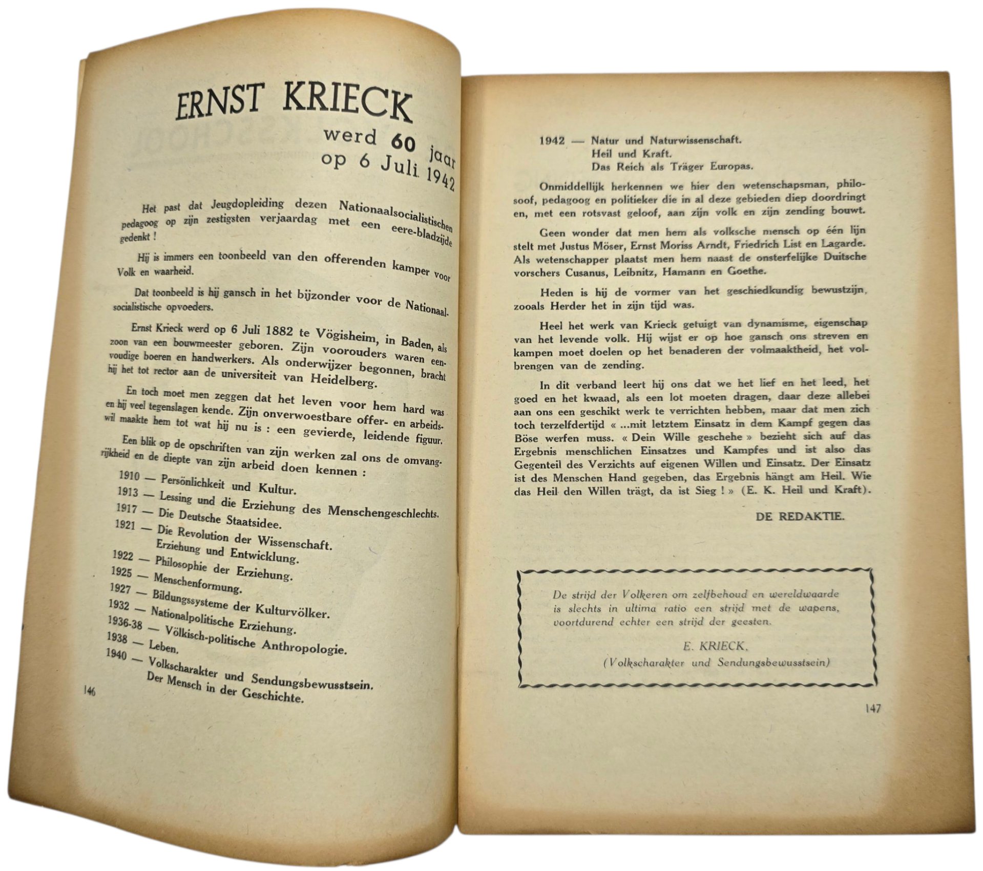 Original WW2 Flemish Collaboration Magazine - De Volksschool Jeugdopleiding 2nd year No. 1, September (1942) — image 3