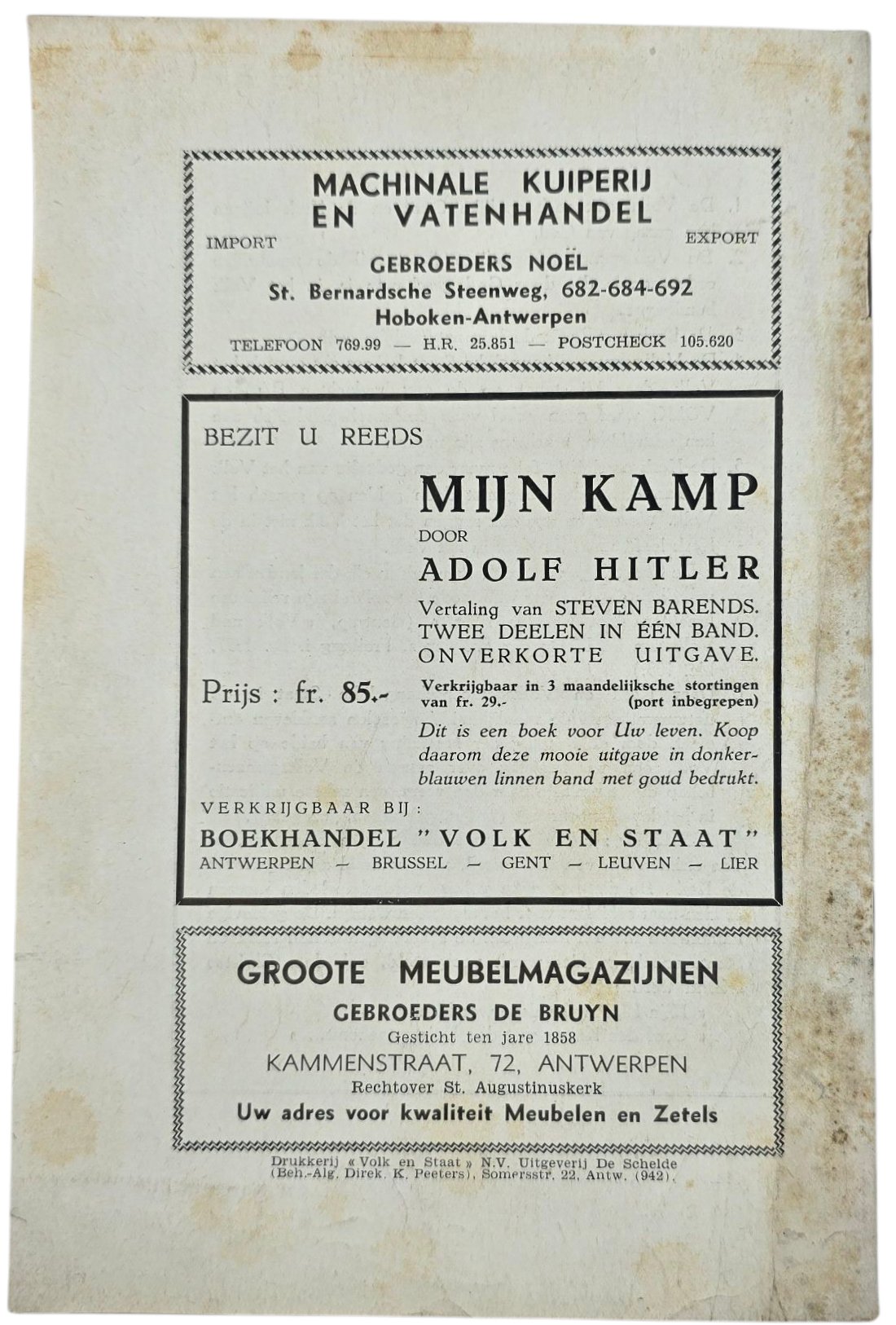 Original WW2 Flemish Collaboration Magazine - De Volksschool Jeugdopleiding 2nd year No. 1, September (1942) — image 4