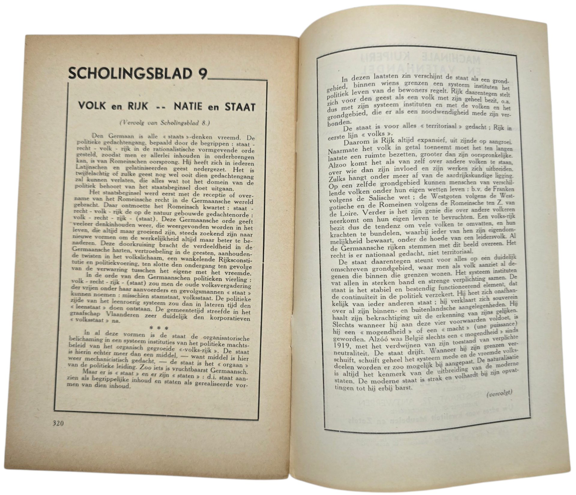 Original WW2 Flemish Collaboration Magazine - De Volksschool Jeugdopleiding 2nd year No. 8, April (1943) — image 3