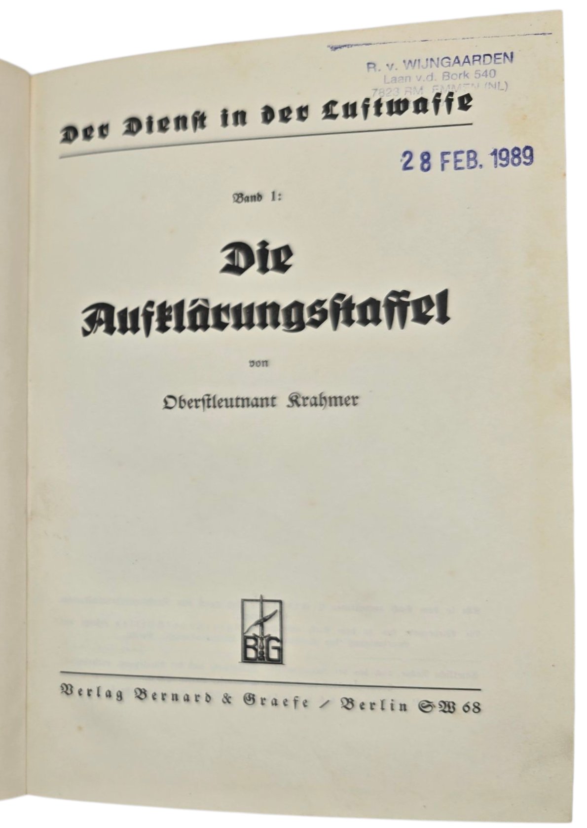 Original WW2 German Book - Die Aufklärungsstaffel Oberstleutnant Krahmer (1937) — image 3
